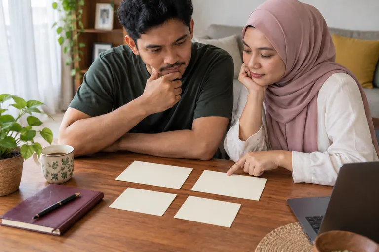 Kad kosong untuk soalan tentang jawapan. Ilustrasi konteks pelanggan.